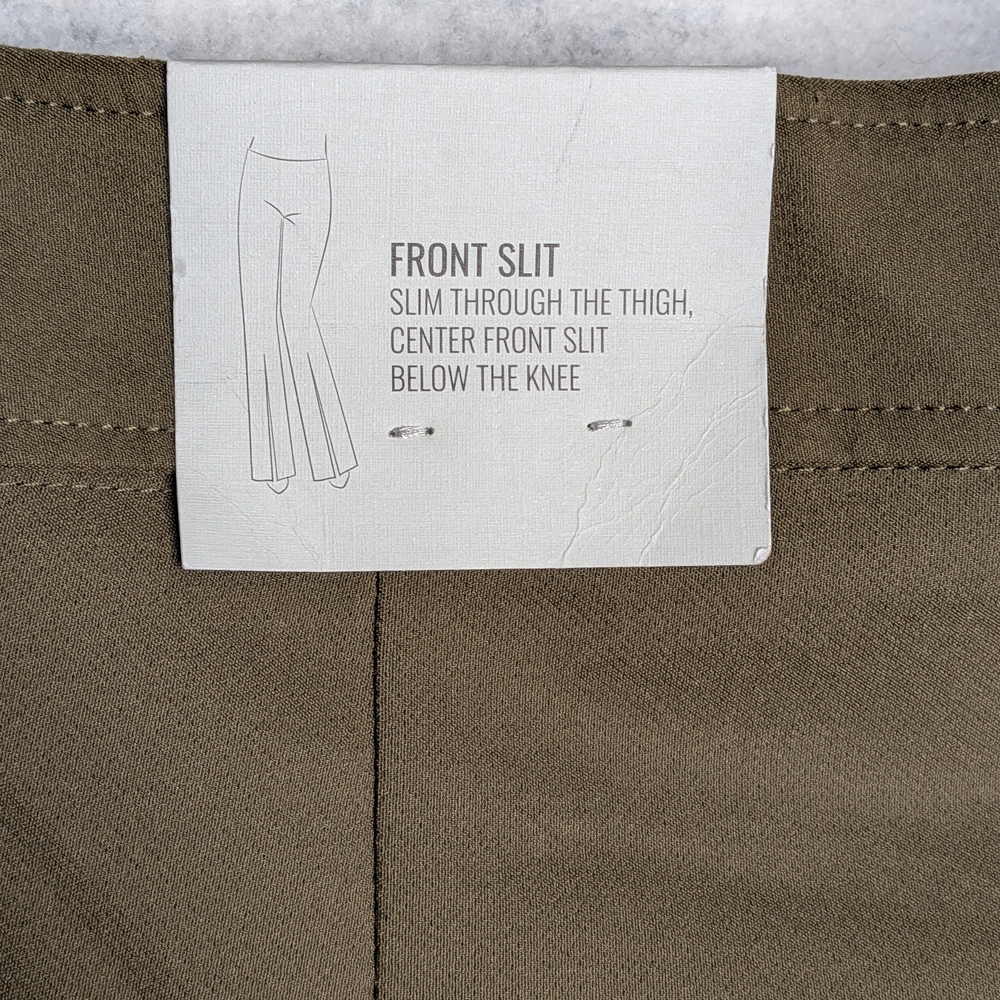 Rachel Zoe Khaki Front Slit Trousers Sz 14 High Rise